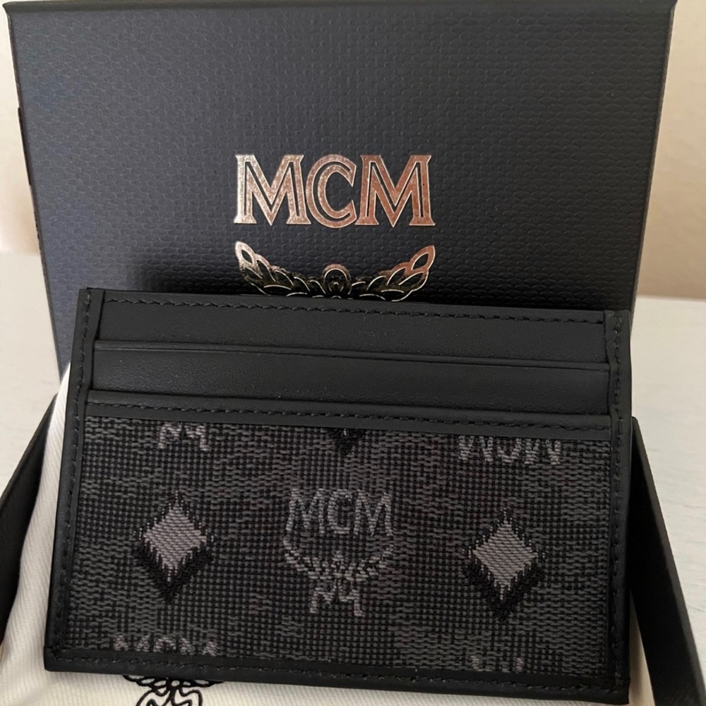 MCM Aren Mini Card Case In Vintage Monogram Jacquard